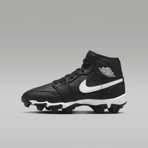 Nike Jordan 1 Mid Little/Big дитячі Cleats колір чорний