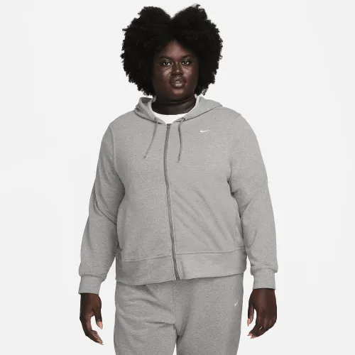 Nike Dri-FIT One женская Full-Zip French Terry Толстовка с капюшоном (большие размеры) цвет серый