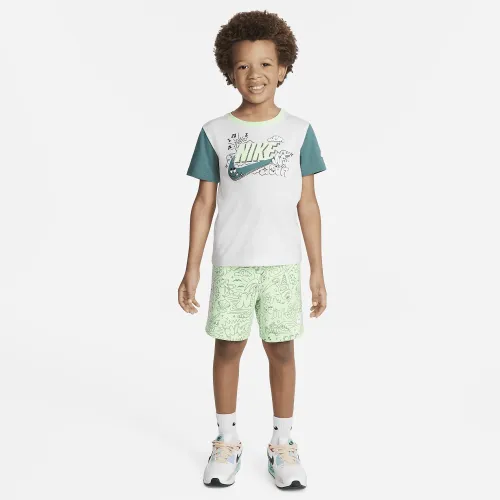 Nike Sportswear Create Your Own Adventure Little дитячі футболка and шорти комплект колір зелений