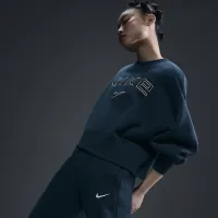 Nike Sportswear Phoenix Fleece женская Over-оверсайз Crew-Neck Logo свитшот синий