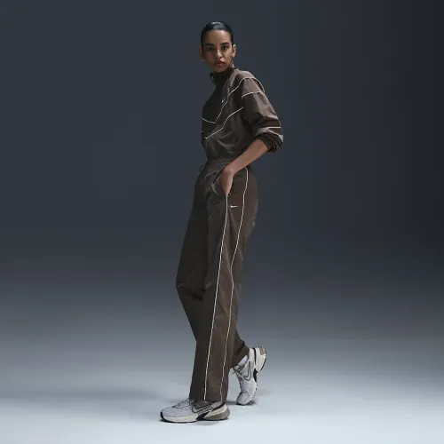 Nike Windrunner жіноча З високою талією Woven Open-Hem Pants колір коричневий