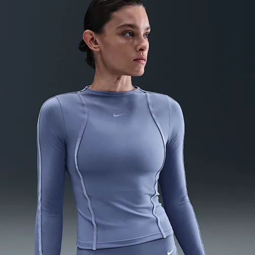 Nike One Fitted женская Dri-FIT Long-Sleeve Top синий