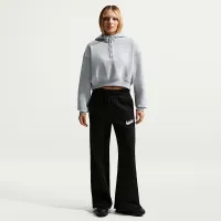 Nike Sportswear Phoenix Fleece жіноча оверсайз Cropped Henley Толстовка з капюшоном колір сірий