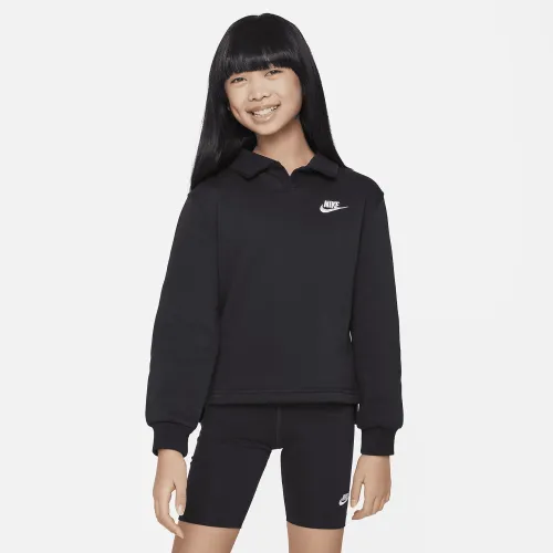 Nike Sportswear Club Fleece Big дитячі (Girls') Polo Top колір чорний