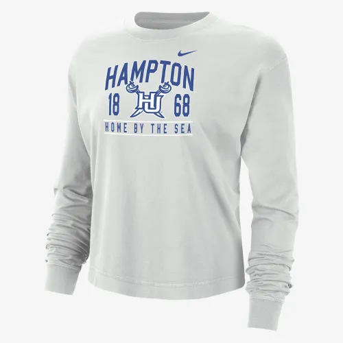 Hampton женская Nike College Boxy Long-Sleeve футболка цвет серый
