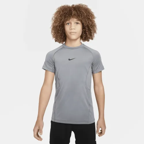 Nike Pro Big детские (для мальчиков) Dri-FIT Short-Sleeve Top цвет серый