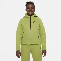 Nike Sportswear Tech Fleece Big детские (Girls') Full-Zip Толстовка с капюшоном (Extended Size) цвет зеленый