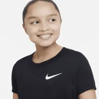 Nike Dri-FIT Big детские (Girls') тренировочные футболка цвет черный
