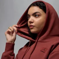 Nike Jordan Flight Fleece женская Satin-Lined Pullover Толстовка с капюшоном цвет коричневый