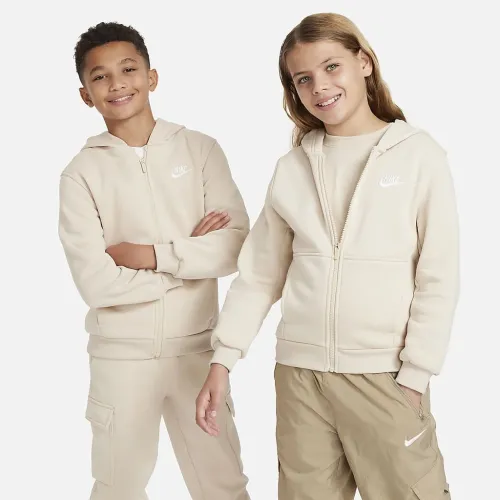 Nike Sportswear Club Fleece Big детские Full-Zip Толстовка с капюшоном цвет коричневый