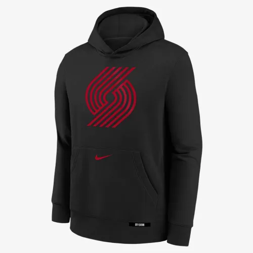 Portland Trail Blazers Club City Edition Big дитячі Nike NBA Pullover Толстовка з капюшоном колір чорний