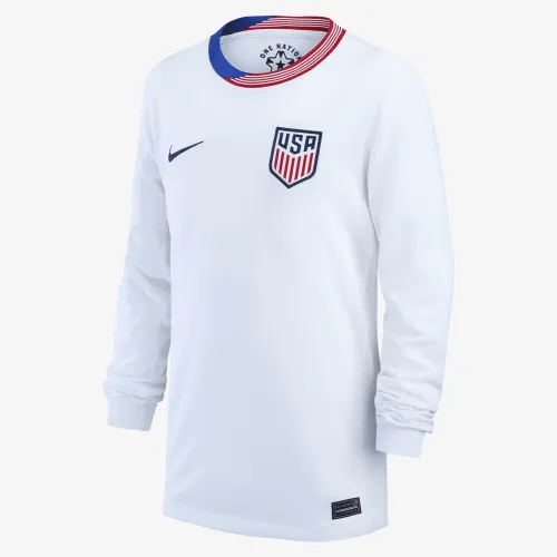 USWNT 2024 Stadium Home Big дитячі Nike Dri-FIT Soccer Long-Sleeve Replica Jersey колір білий