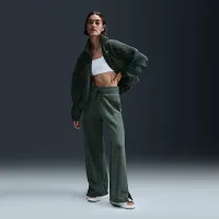 Nike Sportswear Phoenix Plush женская С высокой Талией Wide-Leg Cozy Fleece Pants цвет зеленый