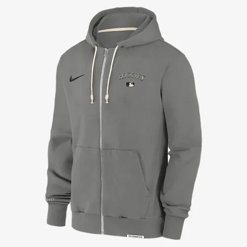 Colorado Rockies Authentic Collection Travel чоловічі Nike Dri-FIT MLB Full-Zip Толстовка з капюшоном колір сірий