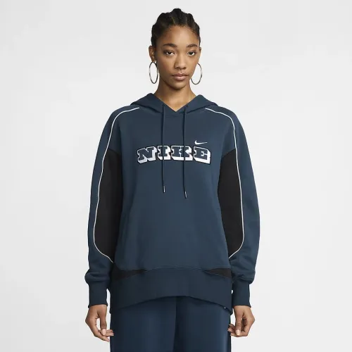 Nike Sportswear женская оверсайз Fleece Pullover Толстовка с капюшоном синий