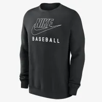 Nike Swoosh Club Fleece мужские Baseball Pullover Crew-Neck свитшот цвет черный