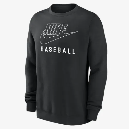 Nike Swoosh Club Fleece чоловічі Baseball Pullover Crew-Neck світшот колір чорний