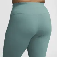 Nike One женская С высокой Талией 7/8 лосины с карманами(большие размеры) цвет зеленый