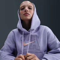 Nike Sportswear Phoenix Fleece женская Over-оверсайз Толстовка с капюшоном цвет фиолетовый