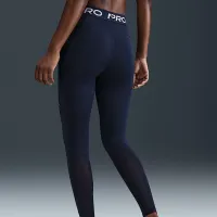 Nike Pro женская Mid-Rise Mesh-Paneled лосины синий