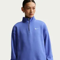 Nike Sportswear Phoenix Fleece женская оверсайз 1/4-Zip Long свитшот синий