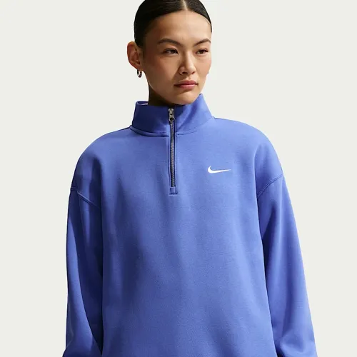 Nike Sportswear Phoenix Fleece женская оверсайз 1/4-Zip Long свитшот синий