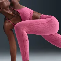 Nike Universa женская С высокой Талией Printed 7/8 лосины with No Front Seam цвет фиолетовый