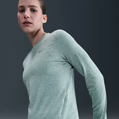 Nike Swift женская Dri-FIT UV Long-Sleeve Crew-Neck Running Top цвет зеленый