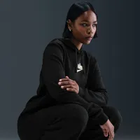 Nike Sportswear Club женская Pullover Fleece Толстовка с капюшоном цвет черный