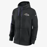 Baltimore Ravens Sideline Team Issue Club мужские Nike Full Zip Толстовка с капюшоном цвет черный