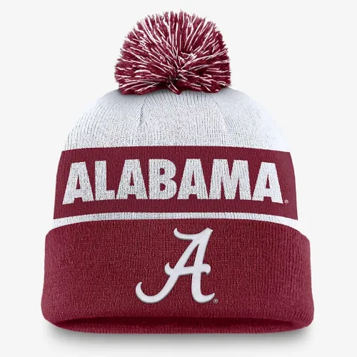 Alabama Crimson Tide Primetime Peak мужские Nike College Cuffed Pom Beanie цвет красный