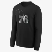 Philadelphia 76ers Courtside Big детские Nike NBA Boxy Long-Sleeve футболка цвет черный