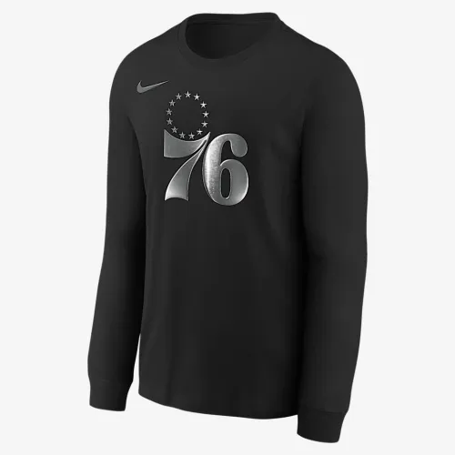 Philadelphia 76ers Courtside Big дитячі Nike NBA Boxy Long-Sleeve футболка колір чорний
