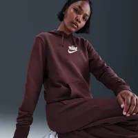 Nike Sportswear Club женская Pullover Fleece Толстовка с капюшоном цвет красный