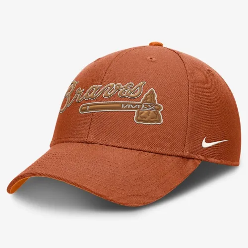 Atlanta Braves Rise Dunk мужские Nike Dri-FIT MLB Adjustable Hat цвет коричневый