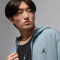 Nike Jordan Sport Hoop Fleece мужские Dri-FIT Full-Zip Толстовка с капюшоном цвет серый