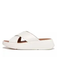 Шльопанці FitFlop F-Mode Leather Flatform Cross Slides FW5-477 - Білі