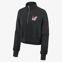 Georgia Bulldogs Legacy Elevated Logo женская Nike College Cropped 1/4-Zip Crew цвет черный