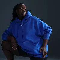 Nike Sportswear Phoenix Fleece женская оверсайз Pullover Толстовка с капюшоном (большие размеры) синий