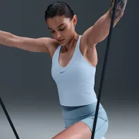 Nike Universa женская Medium-Support Padded Sports Bra Tank синий