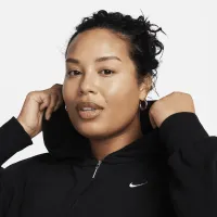 Nike Sportswear Chill Terry женская Loose Full-Zip French Terry Толстовка с капюшоном (большие размеры) цвет черный