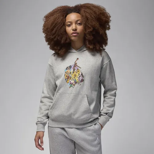 Nike Jordan Brooklyn Fleece жіноча Graphic Pullover Толстовка з капюшоном колір сірий