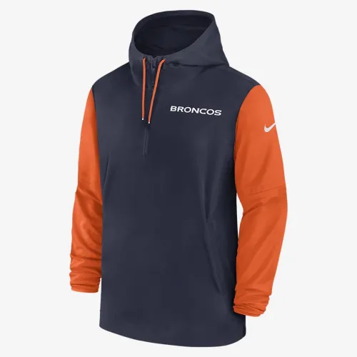 Denver Broncos Sideline Pre-Game Player чоловічі Nike NFL 1/2-Zip Hooded Куртка блакитний
