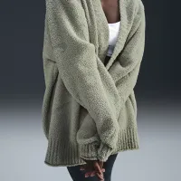 Nike Sportswear Phoenix Cozy Букле женская оверсайз Knit Cardigan цвет зеленый
