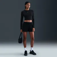 Nike Sportswear Chill Knit жіноча Slim Long-Sleeve Cropped Top колір чорний
