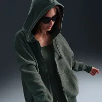 Nike Sportswear Phoenix Plush жіноча оверсайз Cozy Fleece Full-Zip Толстовка з капюшоном колір зелений