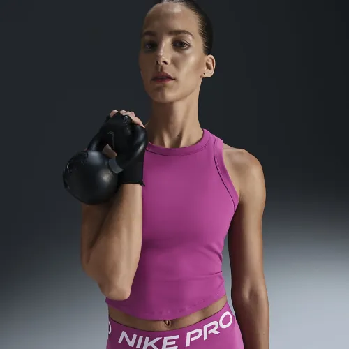Nike One Fitted жіноча Dri-FIT Cropped Tank Top колір фіолетовий