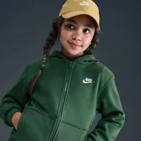 Nike Sportswear Club Fleece Big детские Full-Zip Толстовка с капюшоном цвет зеленый