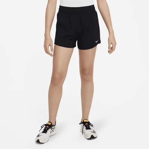 Nike One Big дитячі (Girls') Dri-FIT З високою талією Woven тренувальні шорти колір чорний