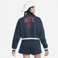 Nike Sportswear Phoenix Fleece Heritage женская оверсайз 1/2-Zip Crop свитшот синий